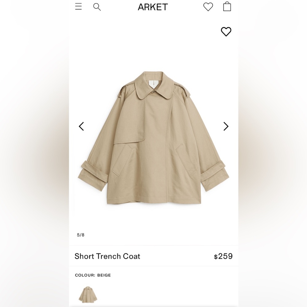 Arket short trench coat